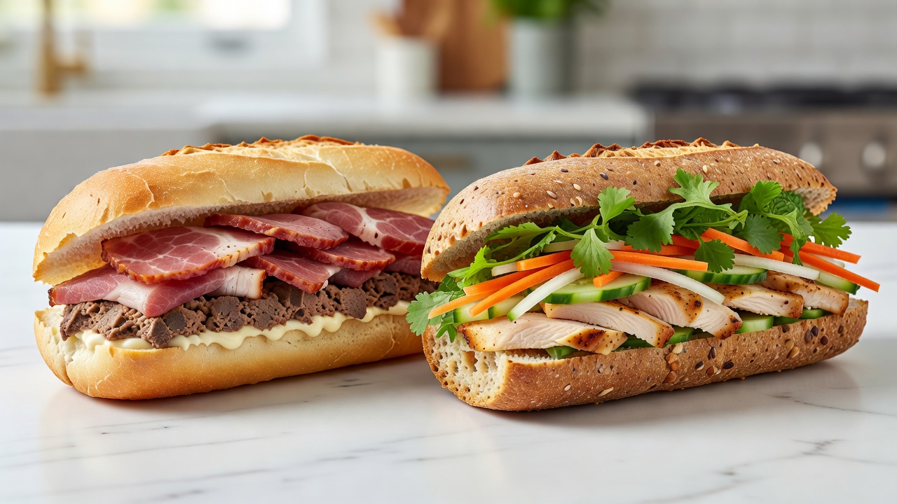 So sánh bánh mì trắng nhiều pate và bánh mì nhiều rau nguyên cám cho cân nặng